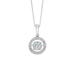 14K ROL Halo Prong Diamond Pendant 1-CTW