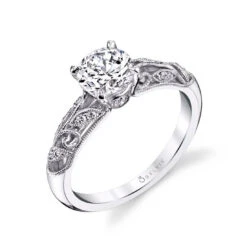 Sylvie Roial Round Vintage Engagement Ring Setting