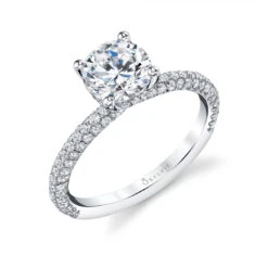 Sylvie Jayla Round Cut Classic Pave Engagement Ring Setting