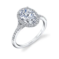 Sylvie Alexandra Oval Cut Halo Diamond Engagement Ring Setting