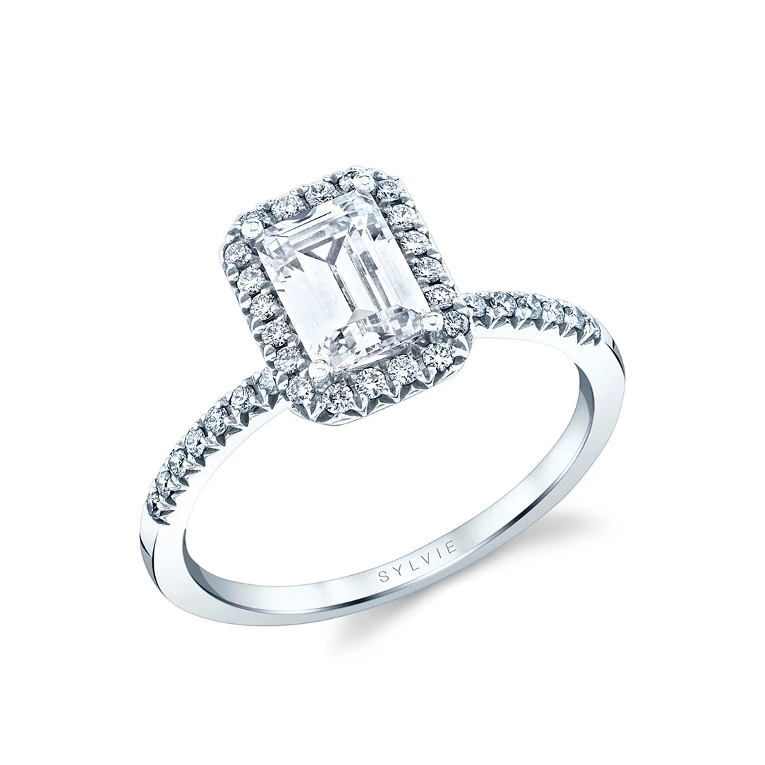 Sylvie Designed Emerald Cut Halo Engagement Ring Setting 3 Sylvie Designed Emerald Cut Halo Engagement Ring Setting
