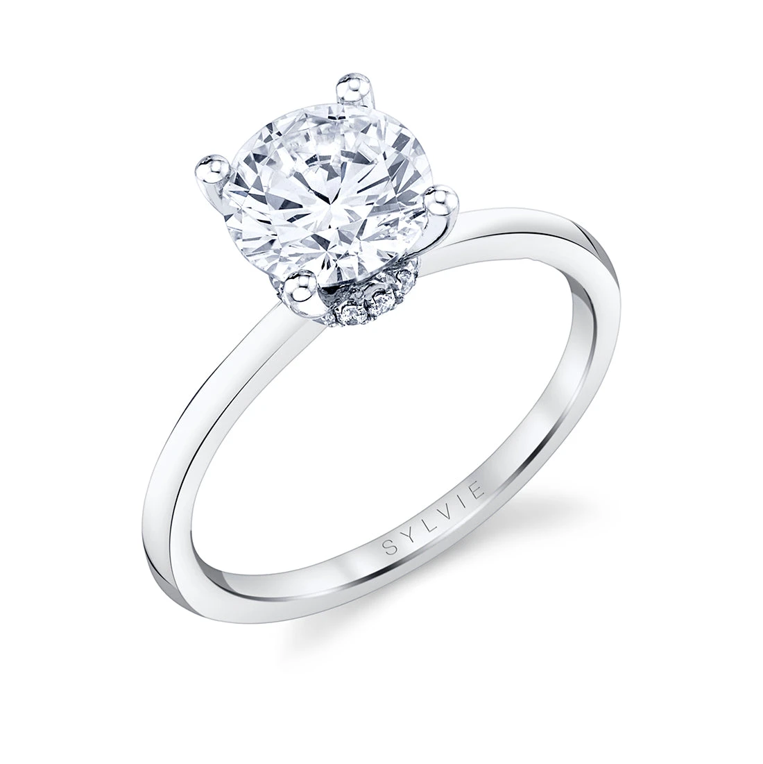 Sylvie Round Solitaire Hidden Halo Engagement Ring Setting 3 Sylvie Round Solitaire Hidden Halo Engagement Ring Setting