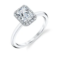 Sylvie Elsie Emerald Cut Solitaire Halo Engagement Ring Setting