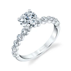 Sylvie Karol Round Cut Single Prong Engagement Ring Setting