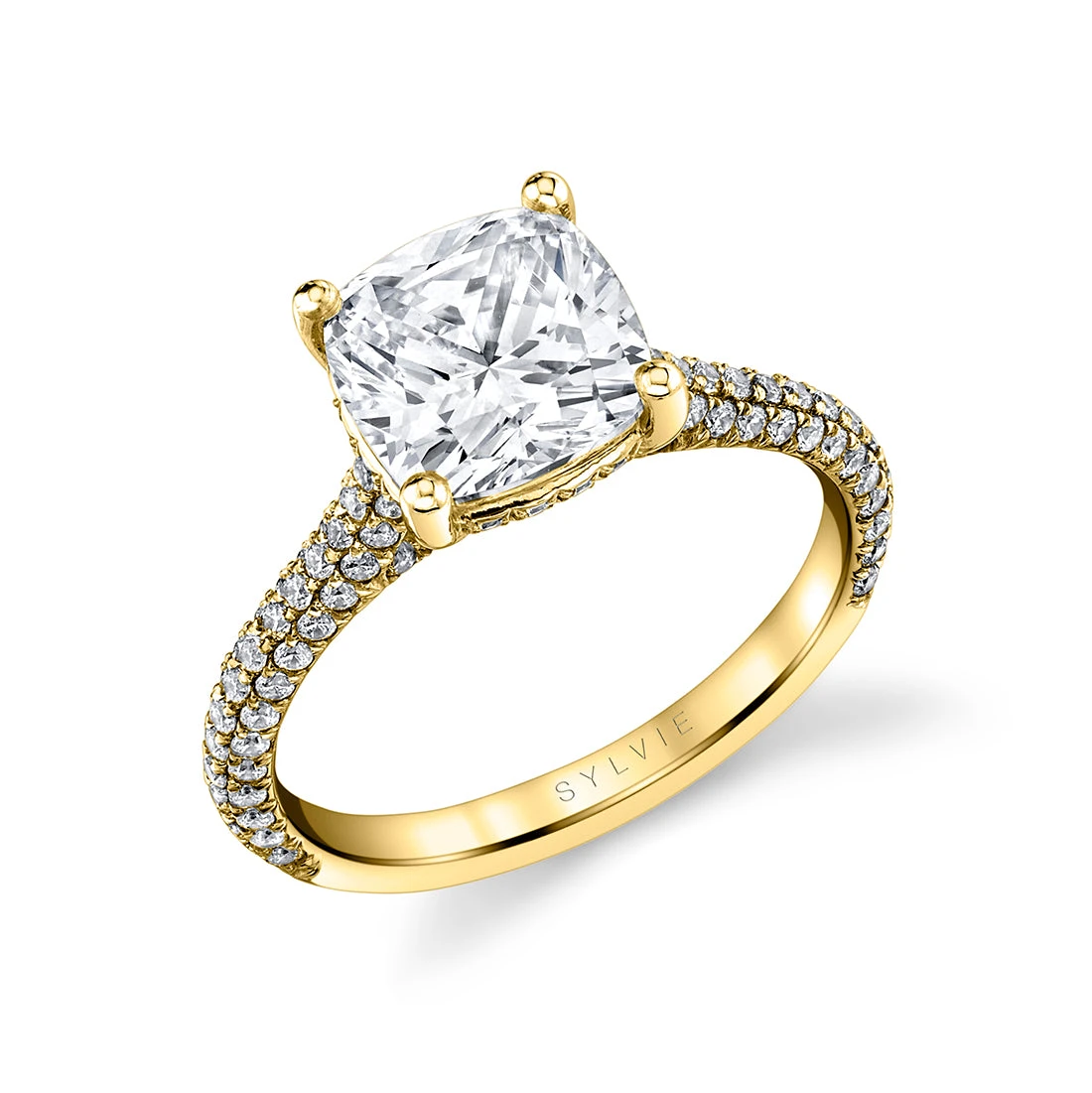Sylvie Peighton Cushion Cut Hidden Halo Pave Engagement Ring Setting 4 Sylvie Peighton Cushion Cut Hidden Halo Pave Engagement Ring Setting - Image 2