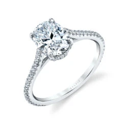 Sylvie Steffi Oval Classic Hidden Halo Engagement Ring Setting