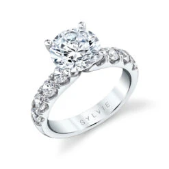 Sylvie Andrea Round Classic Wide Band Engagement Ring Setting
