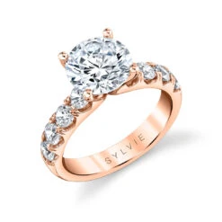Sylvie Andrea Round Classic Wide Band Engagement Ring Setting 7 Sylvie Andrea Round Classic Wide Band Engagement Ring Setting -DIAMOND JEWELRY SHOP S2760RG