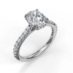 FANA Classic Oval Cut Solitaire With Hidden Halo Ring Setting