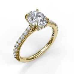 FANA Classic Oval Cut Solitaire With Hidden Halo Ring Setting -DIAMOND JEWELRY SHOP S3025Yellow