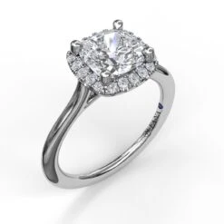 FANA Classic Cushion Halo Engagement Ring Setting