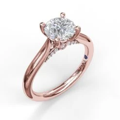 FANA Round Cut Solitaire Engagement Ring Setting With Decorated Bridge 10 FANA Round Cut Solitaire Engagement Ring Setting With Decorated Bridge -DIAMOND JEWELRY SHOP S3046rose
