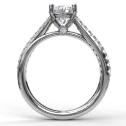 FANA Round Cut Solitaire With Criss Cross Band Ring Setting -DIAMOND JEWELRY SHOP S3059.Profile.White