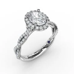 FANA Oval Halo With Diamond Twist Shank Ring Setting