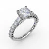 FANA Contemporary Diamond Solitaire Engagement Ring Setting With Openwork Diamond Band -DIAMOND JEWELRY SHOP S3183.Perspective.White