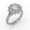 FANA Contemporary Floral Halo Engagement Ring Setting With Double-Row Pavé Band 1 FANA Contemporary Floral Halo Engagement Ring Setting With Double-Row Pavé Band -DIAMOND JEWELRY SHOP S3234.Perspective.White
