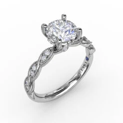 FANA Classic Diamond Solitaire Engagement Ring Setting With Diamond Twist Band