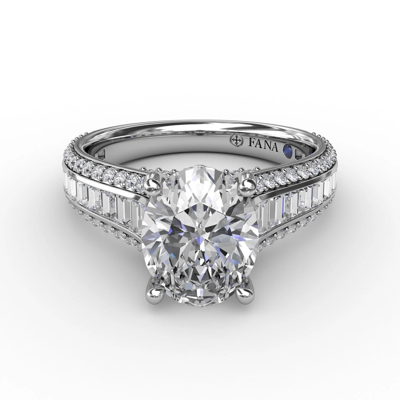 FANA Oval Diamond Solitaire Engagement Ring Setting With Baguettes And Pavé 5 FANA Oval Diamond Solitaire Engagement Ring Setting With Baguettes And Pavé - Image 3
