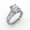 FANA Oval Diamond Solitaire Engagement Ring Setting With Baguettes And Pavé