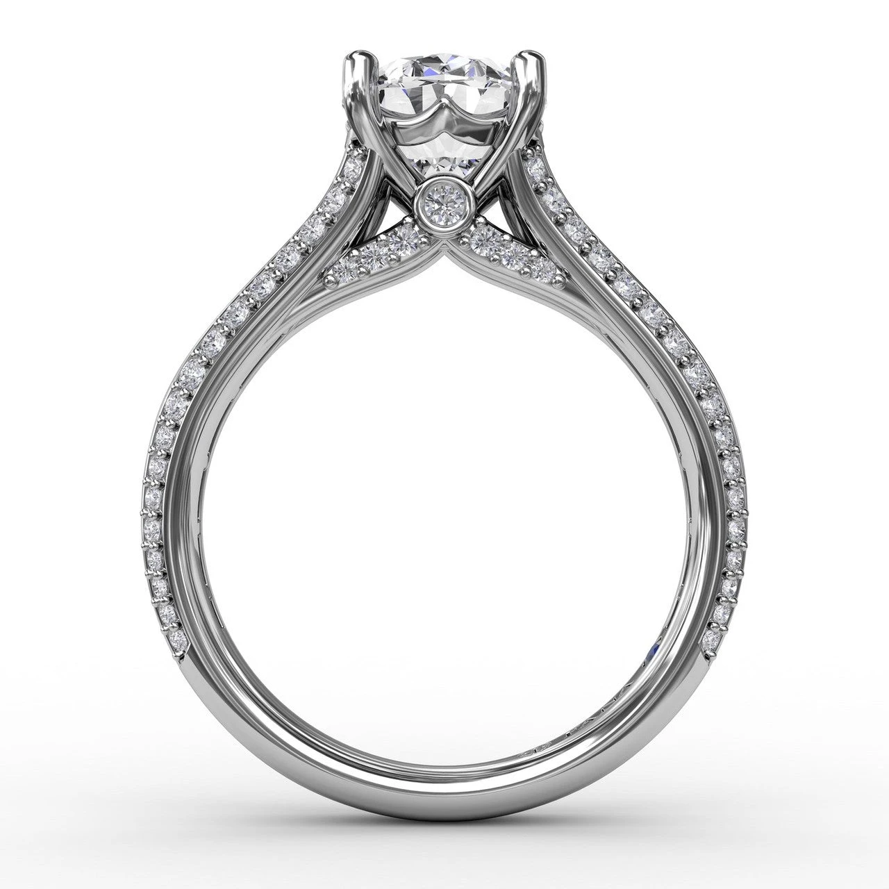 FANA Oval Diamond Solitaire Engagement Ring Setting With Baguettes And Pavé 4 FANA Oval Diamond Solitaire Engagement Ring Setting With Baguettes And Pavé - Image 2