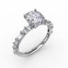 FANA Contemporary Diamond Solitaire Engagement Ring Setting With Baguettes And Round Diamond Accents 2 FANA Contemporary Diamond Solitaire Engagement Ring Setting With Baguettes And Round Diamond Accents -DIAMOND JEWELRY SHOP S3320.Perspective.White