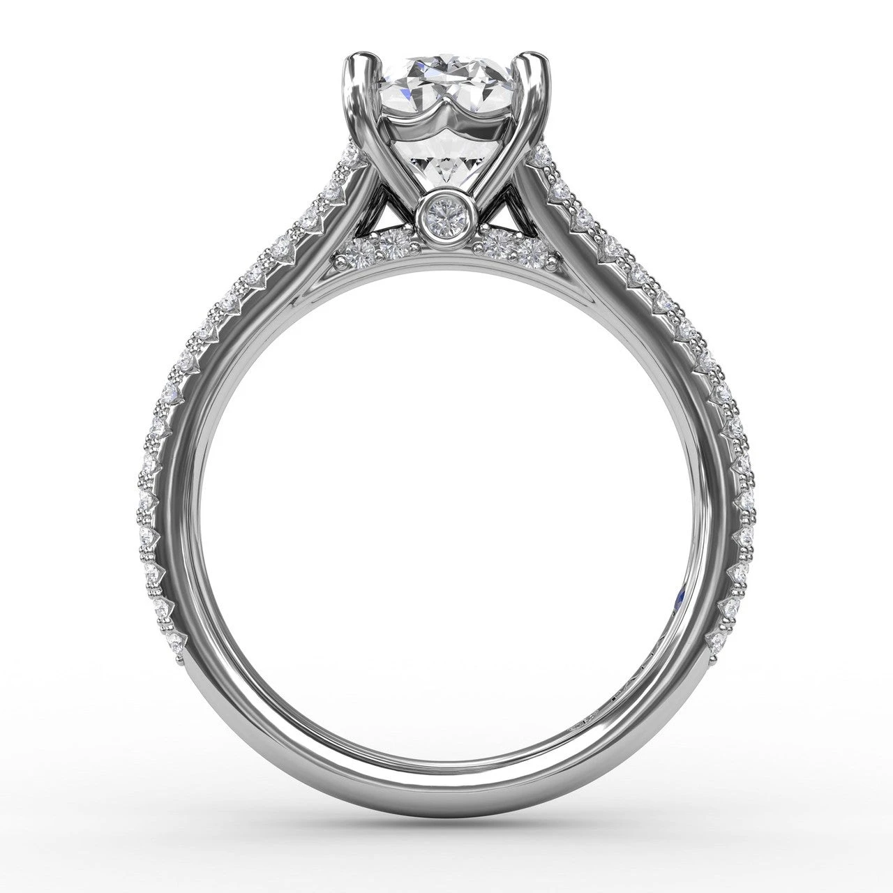 FANA Oval Diamond Solitaire Engagement Ring Setting With Triple-Row Tapered Diamond Band 4 FANA Oval Diamond Solitaire Engagement Ring Setting With Triple-Row Tapered Diamond Band - Image 2