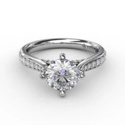 FANA Contemporary Diamond Solitaire Engagement Ring Setting With Tapered Diamond Band 10 FANA Contemporary Diamond Solitaire Engagement Ring Setting With Tapered Diamond Band -DIAMOND JEWELRY SHOP S3333.Flat .White
