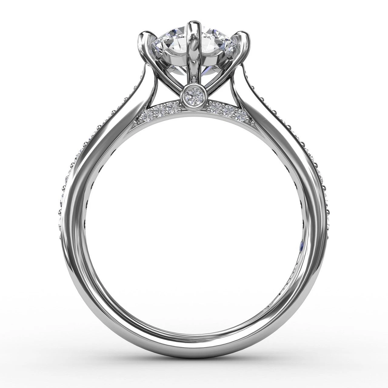 FANA Contemporary Diamond Solitaire Engagement Ring Setting With Tapered Diamond Band 4 FANA Contemporary Diamond Solitaire Engagement Ring Setting With Tapered Diamond Band - Image 2