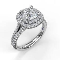 FANA Elegant Double Halo Engagement Ring Setting