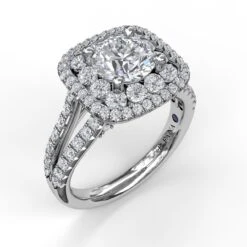 FANA Exquisite Unique Double Halo Engagement Ring Setting