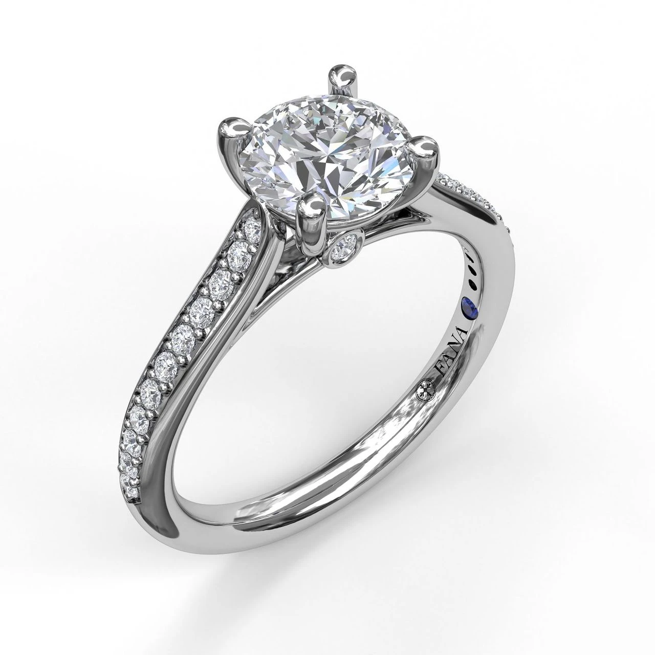FANA Cathedral Single Row Pave Engagement Ring Setting 3 FANA Cathedral Single Row Pave Engagement Ring Setting