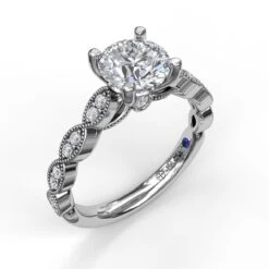 FANA Vintage Marquise Shaped Engagement Ring Setting