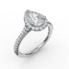 FANA Delicate Pear Shaped Halo And Pave Band Engagement Ring Setting