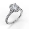 FANA Delicate Oval Shaped Halo And Pave Band Engagement Ring Setting -DIAMOND JEWELRY SHOP S3792.Perspective.White