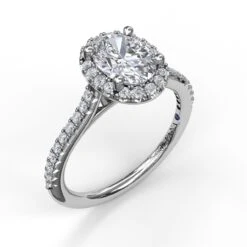 FANA Delicate Oval Shaped Halo And Pave Band Engagement Ring Setting