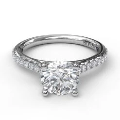 FANA Delicate Classic Engagement Ring Setting With Delicate Side Detail 9 FANA Delicate Classic Engagement Ring Setting With Delicate Side Detail -DIAMOND JEWELRY SHOP S3818.Flat .White