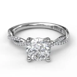 FANA Petite Twist Diamond Engagement Ring Setting -DIAMOND JEWELRY SHOP S3902.Flat .White