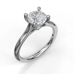 FANA Round Solitaire Engagement Ring Setting With Cathedral Band