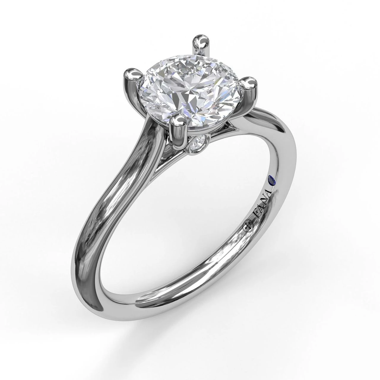 FANA Round Solitaire Engagement Ring Setting With Cathedral Band 3 FANA Round Solitaire Engagement Ring Setting With Cathedral Band