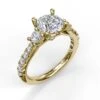 FANA Three Stone With Pave Engagement Ring Setting -DIAMOND JEWELRY SHOP S3921.Perspective.Yellow