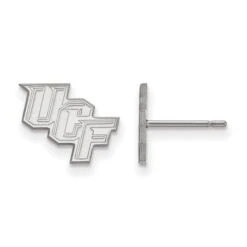 10k White Gold LogoArt University Of Central Florida U-C-F Extra Small Post Earrings