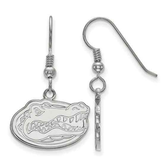 Sterling Silver Rhodium-plated LogoArt University Of Florida Gator Small Dangle Wire Earrings 3 Sterling Silver Rhodium-plated LogoArt University Of Florida Gator Small Dangle Wire Earrings