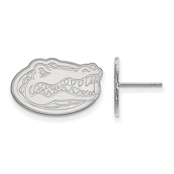 14k White Gold LogoArt University Of Florida Gator Small Post Earrings 3 14k White Gold LogoArt University Of Florida Gator Small Post Earrings