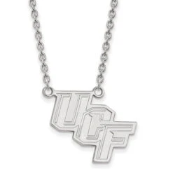 Sterling Silver Rhodium-plated LogoArt University Of Central Florida U-C-F Large Pendant 18 Inch Necklace