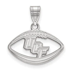Sterling Silver Rhodium-plated LogoArt University Of Central Florida U-C-F Football Pendant