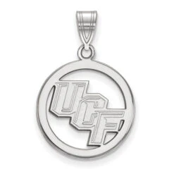Sterling Silver Rhodium-plated LogoArt University Of Central Florida U-C-F Medium Circle Pendant