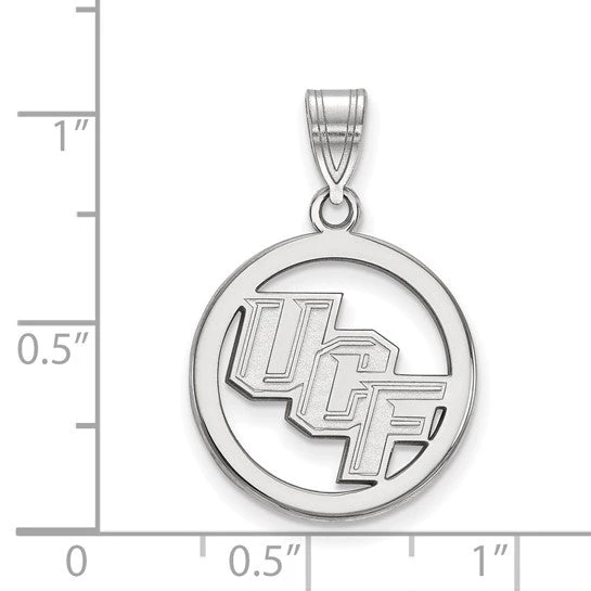 Sterling Silver Rhodium-plated LogoArt University Of Central Florida U-C-F Medium Circle Pendant 4 Sterling Silver Rhodium-plated LogoArt University Of Central Florida U-C-F Medium Circle Pendant - Image 2