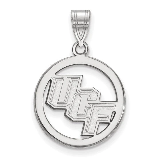 Sterling Silver Rhodium-plated LogoArt University Of Central Florida U-C-F Medium Circle Pendant 3 Sterling Silver Rhodium-plated LogoArt University Of Central Florida U-C-F Medium Circle Pendant