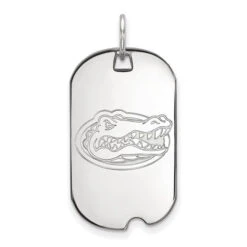 10k White Gold LogoArt University Of Florida Gator Small Dog Tag Pendant