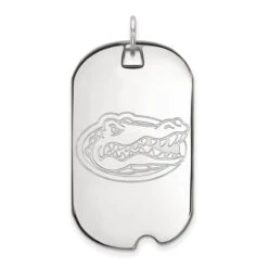 14k White Gold LogoArt University Of Florida Gator Large Dog Tag Pendant